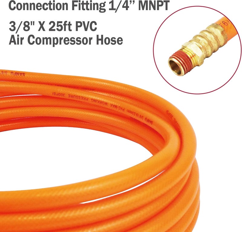 Melprisu طقم أدوات الهواء 17 قطعة 3/8" × 25 قدم خرطوم ضاغط هواء PVC طقم ملحقات ضاغط الهواء - Image 3